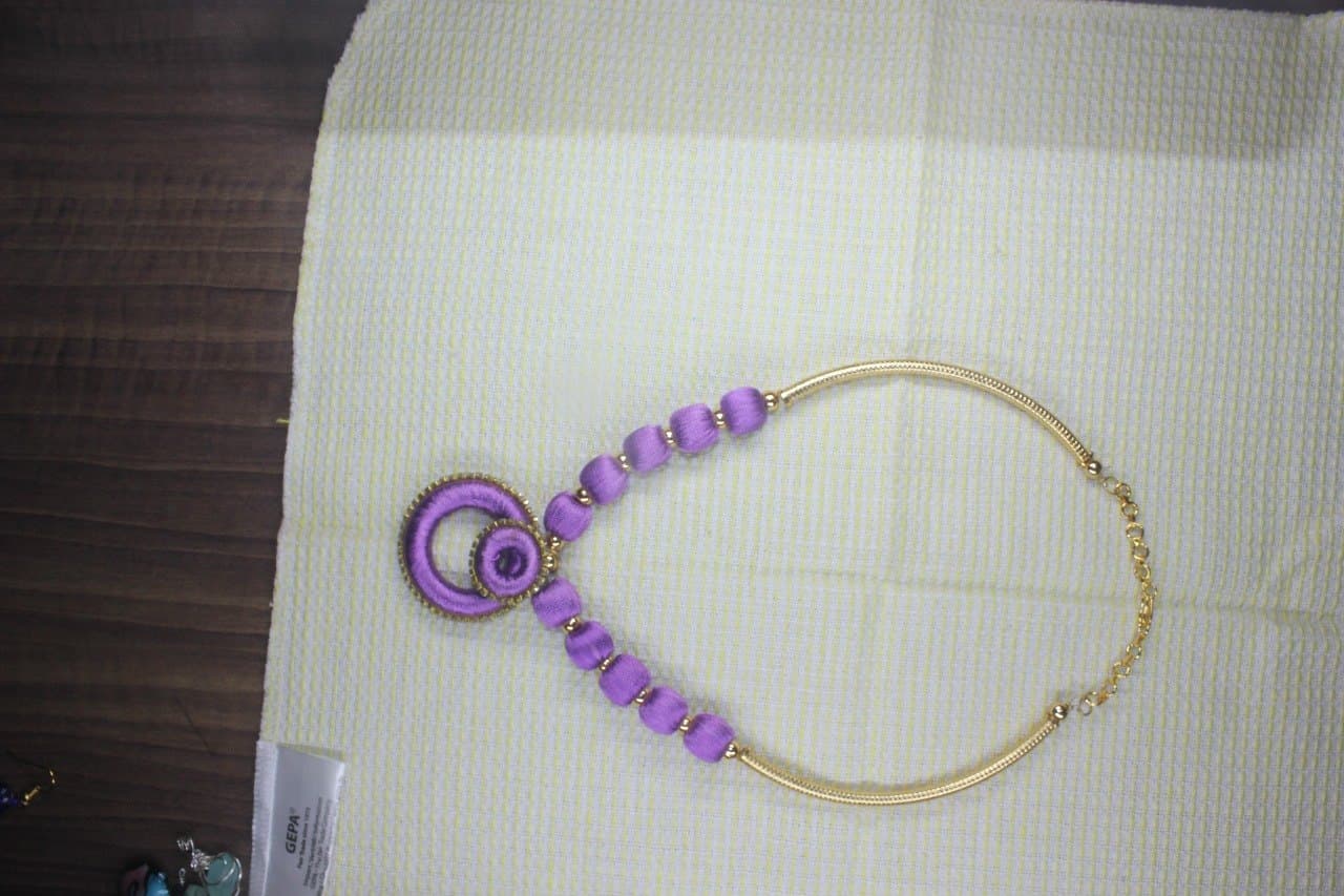 Handmade Purple Silk Thread Bracelet with Ring Charm