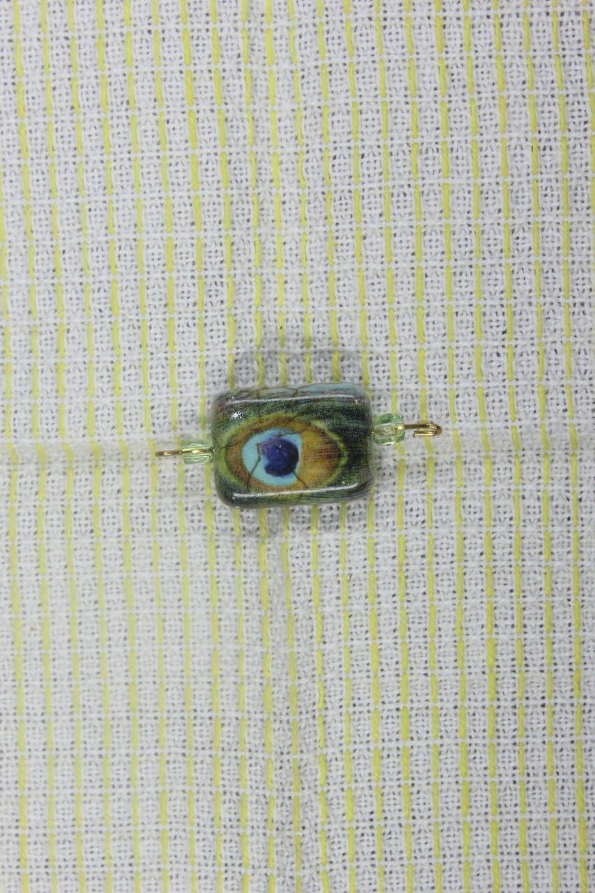 Peacock Feather Glass Connector Bead