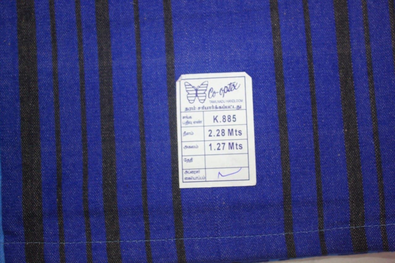 Co-optex Royal Blue Handloom Lungi (2.28 m)