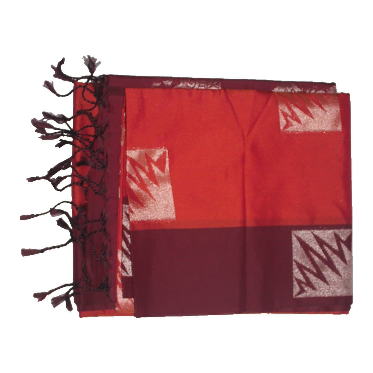 Red & Maroon Saree with Zari Motifs