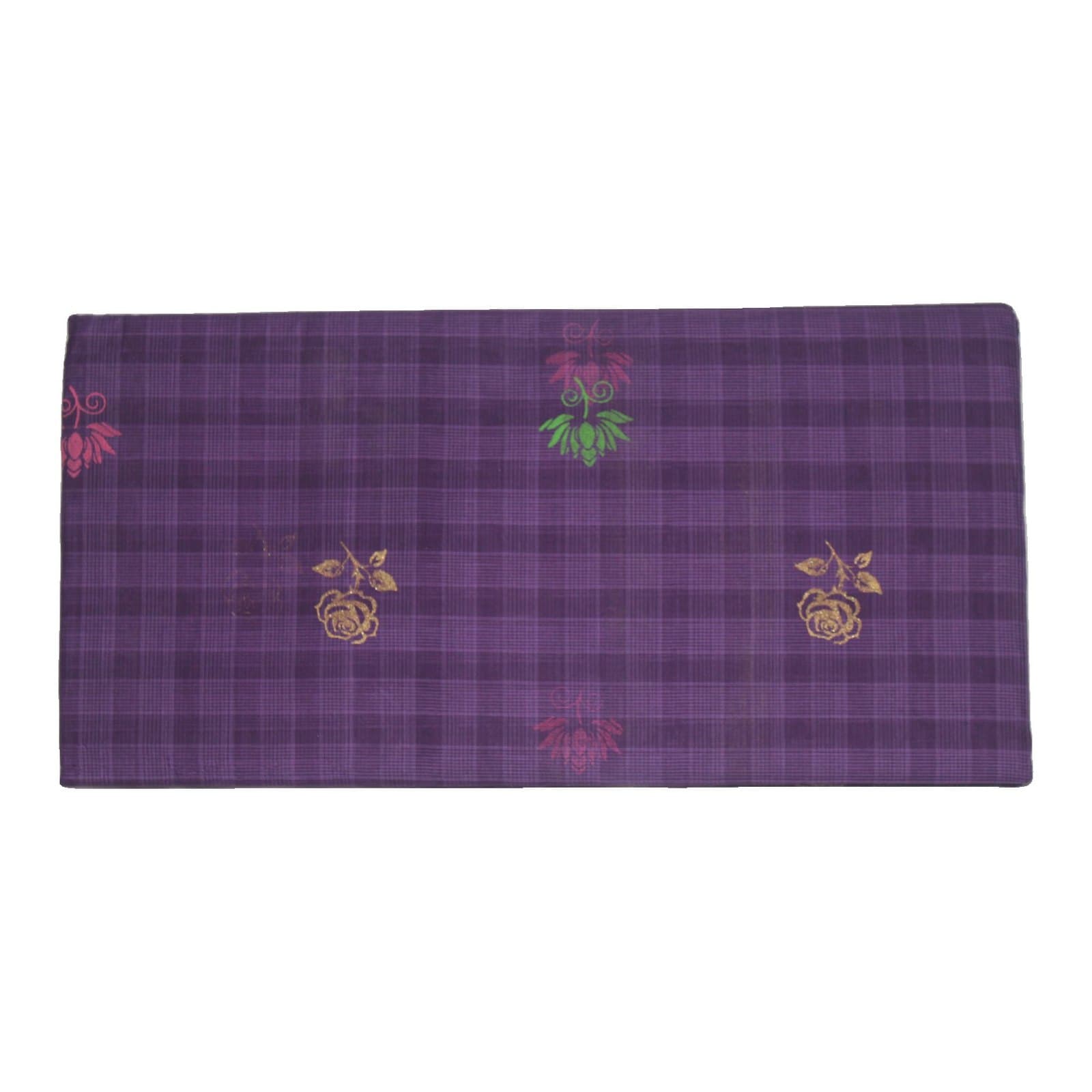 Purple Checked Saree with Rose Buttas & Gold Pallu