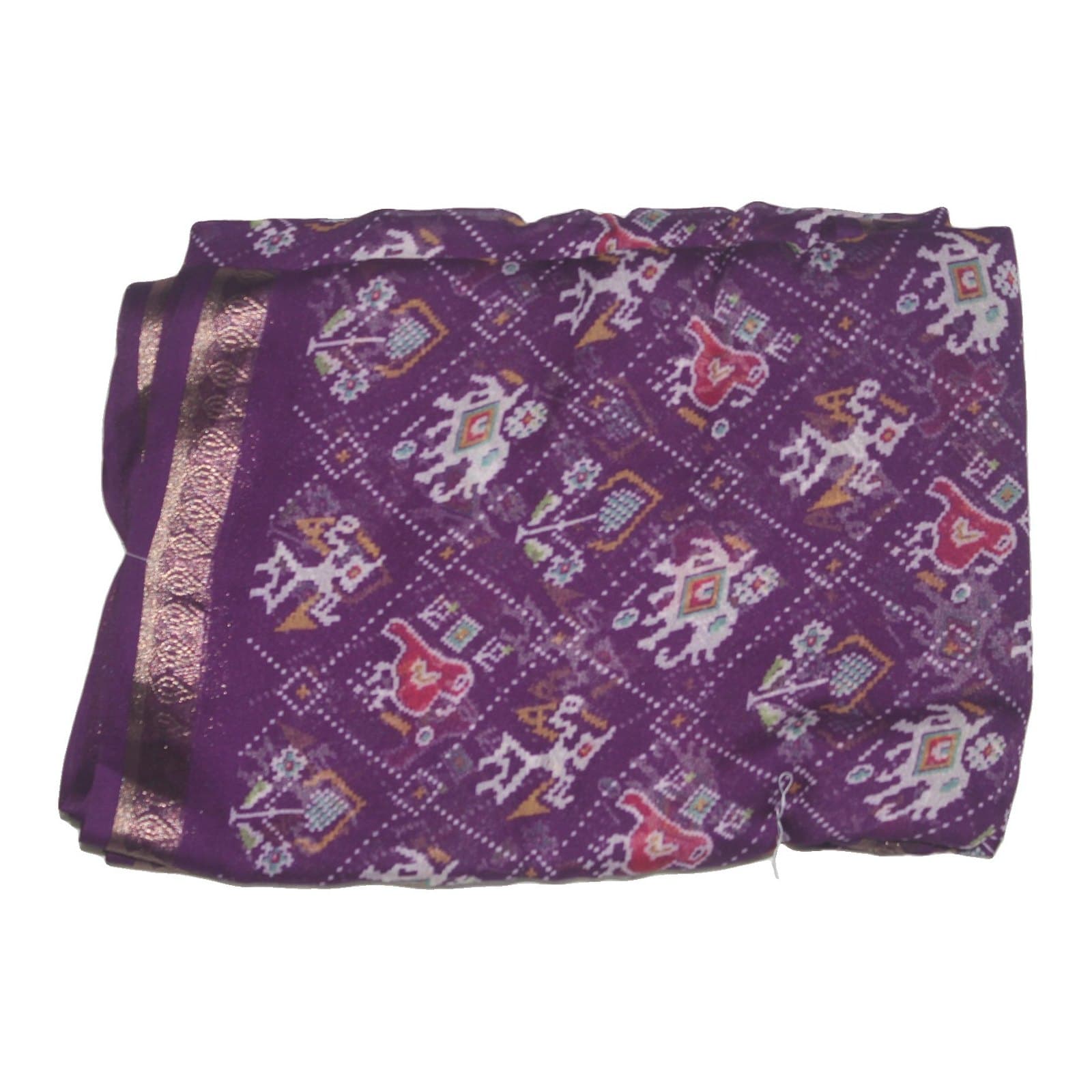 Purple Elephant Print Saree