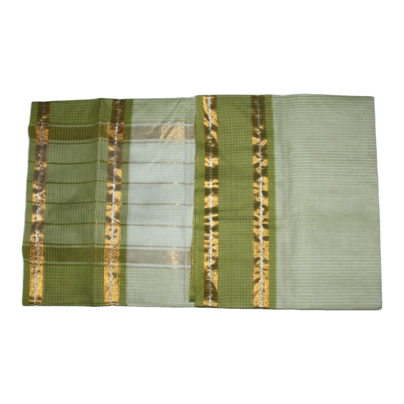 Olive & Pista Green Checked Saree
