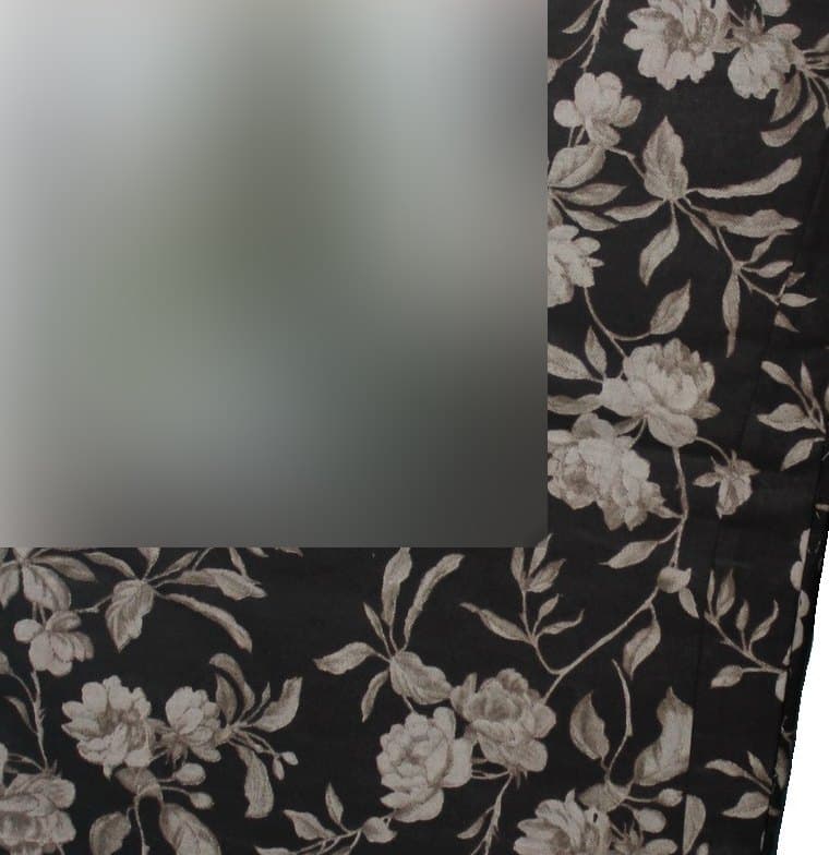 Black Floral Print Dress Material