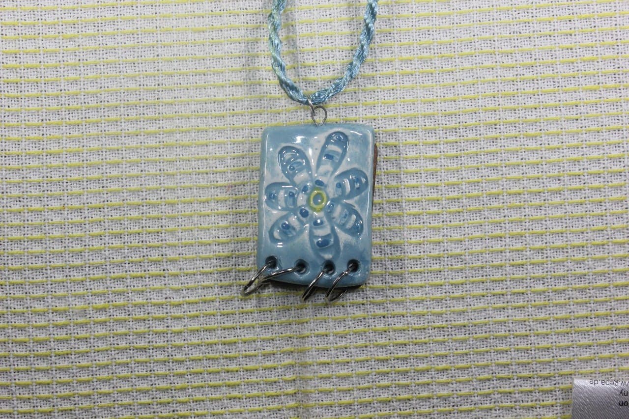 Handmade Mini Notebook Pendant Necklace with Painted Ceramic Cover